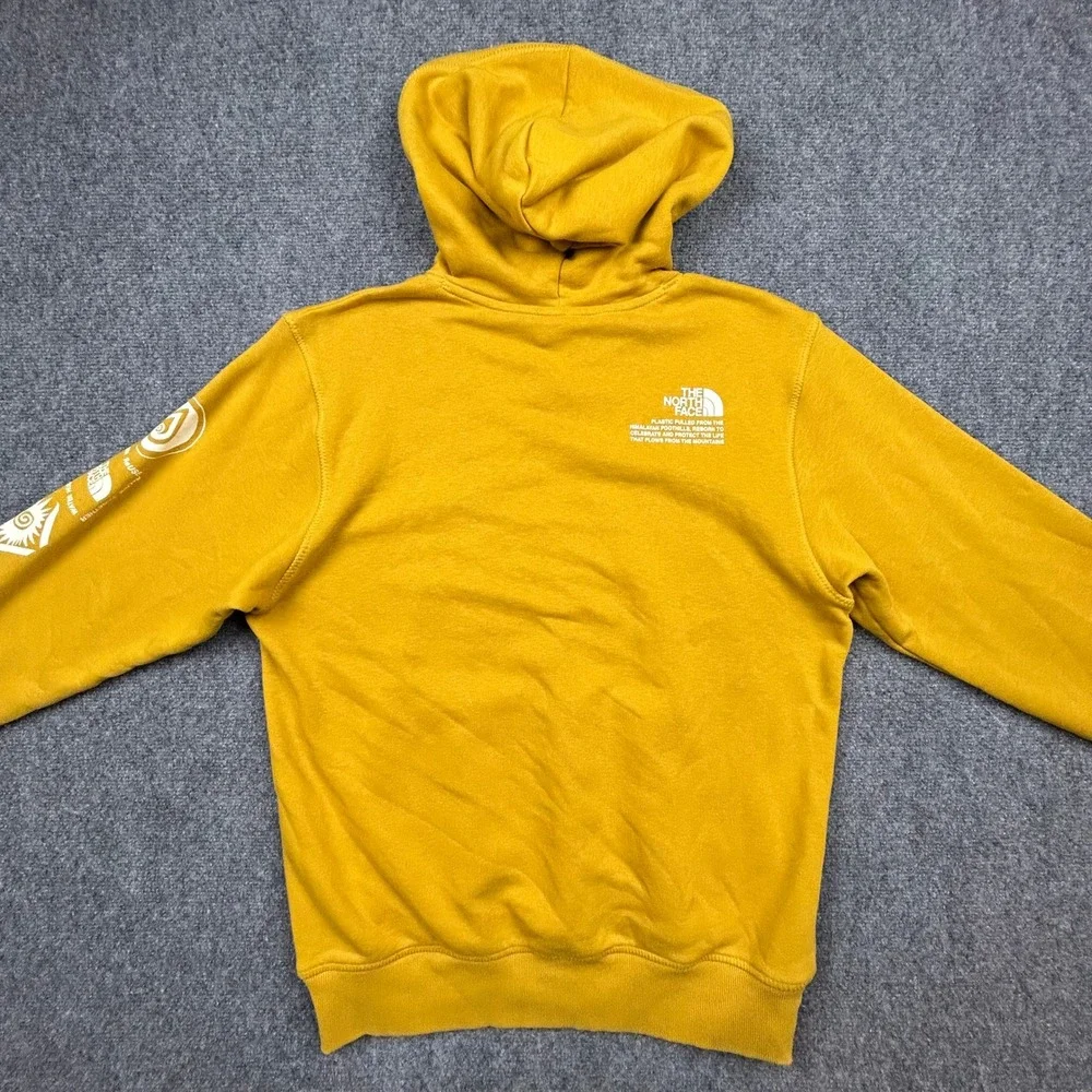 The North Face Hoodie Mens S Yellow ReNew ReUse Graphic Eco-Friendly Sweatshirt